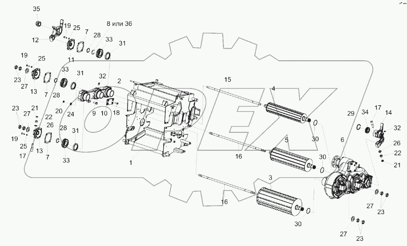  Установка вальцев верхних