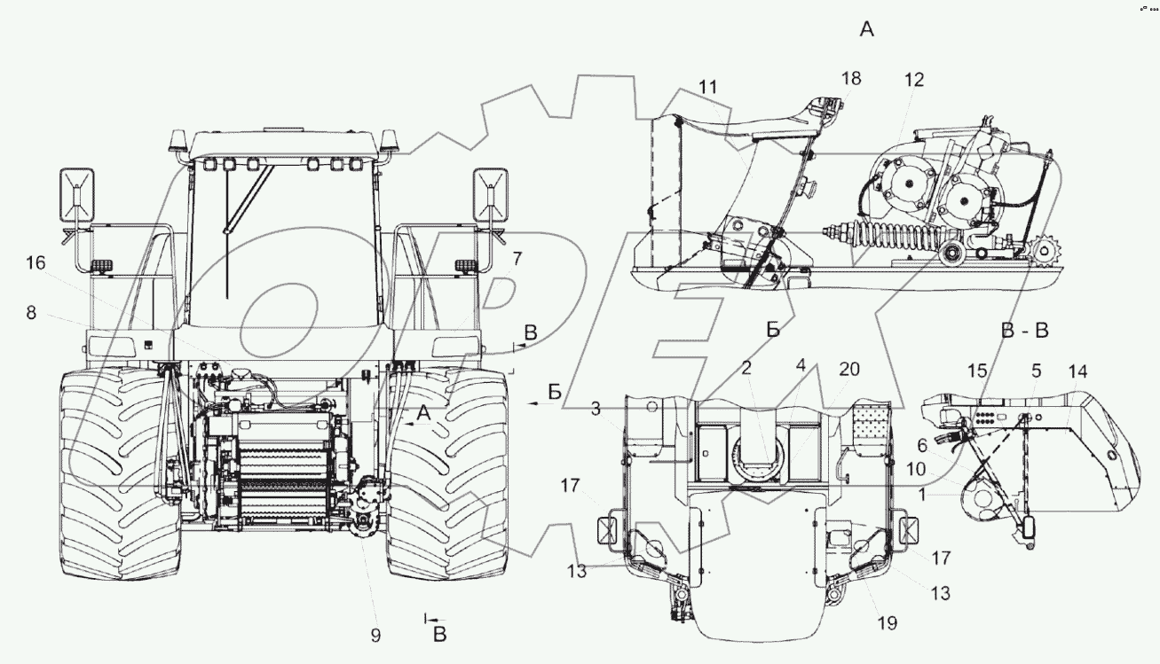  Измельчитель самоходный КВК 0100000 (вид спереди)