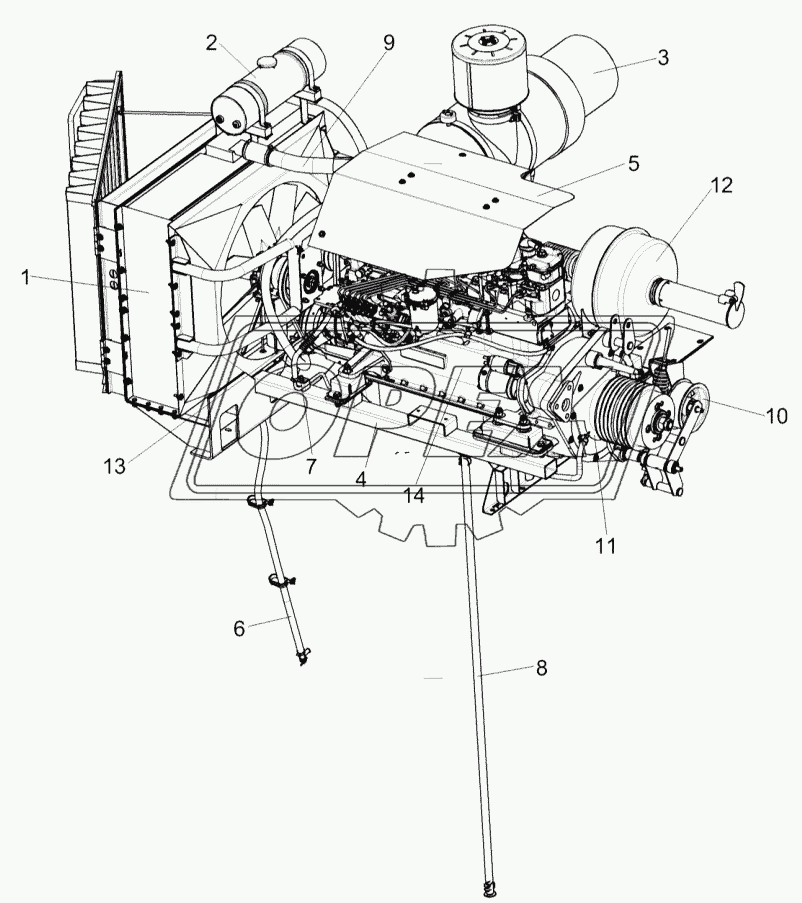 Установка двигателя КЗК-5-4-0106000 (лист 1)