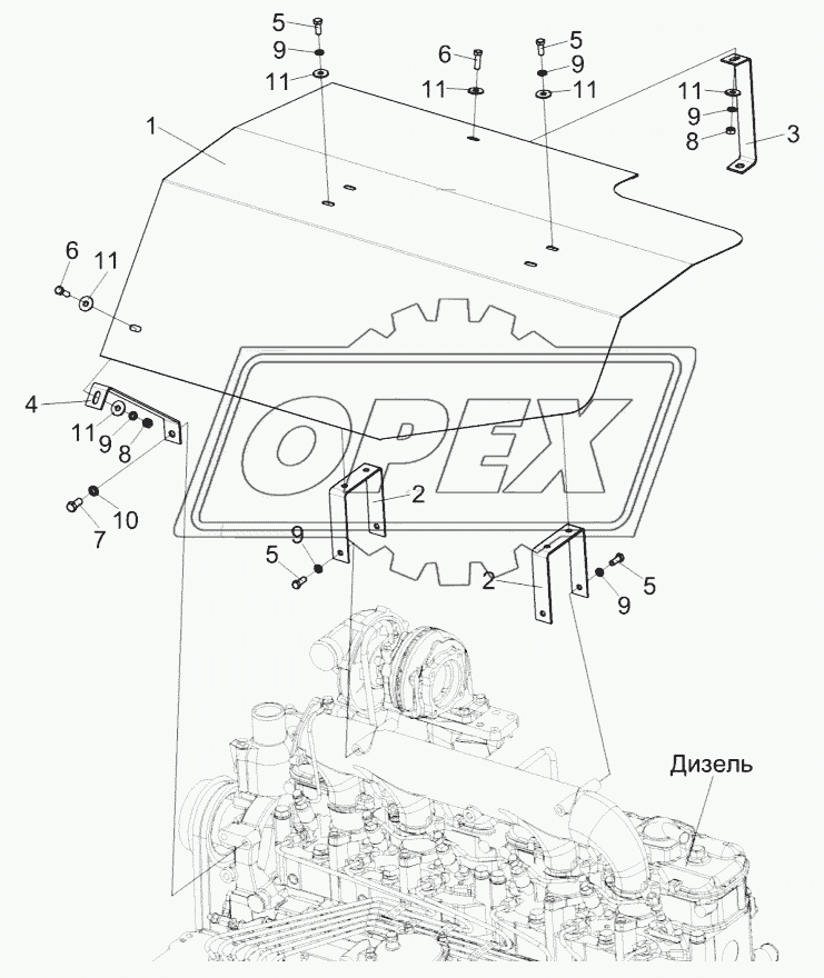 Установка крышки моторного отсека КЗК-5-4-0106230
