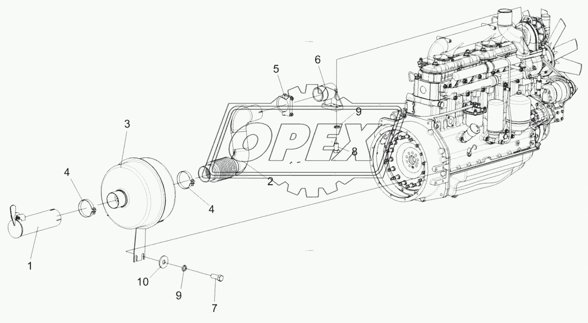 Установка глушителя КЗК-5-0106060