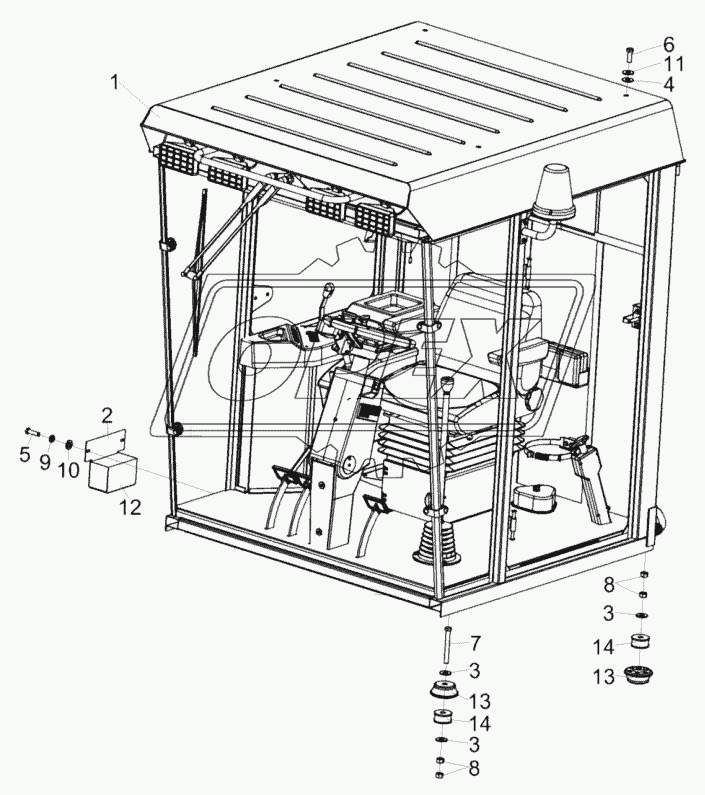 Установка кабины КЗК-5-4-0120000