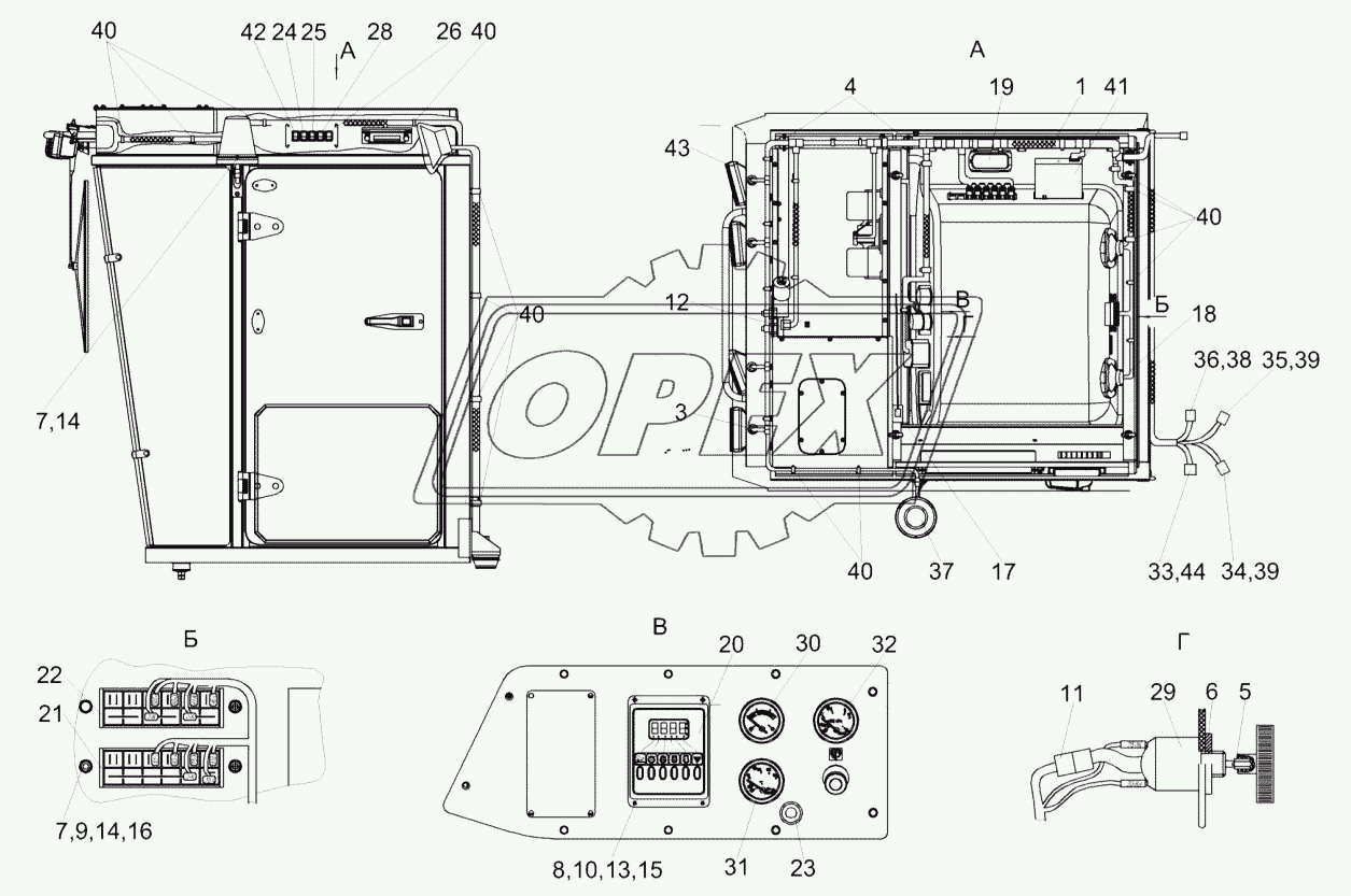 Установка электрооборудования кабины КЗК-5-4-0722000