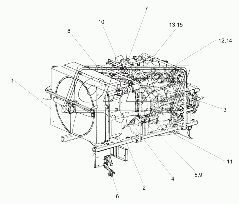 Установка двигателя КЗК-10-2-0106000 (лист 1)