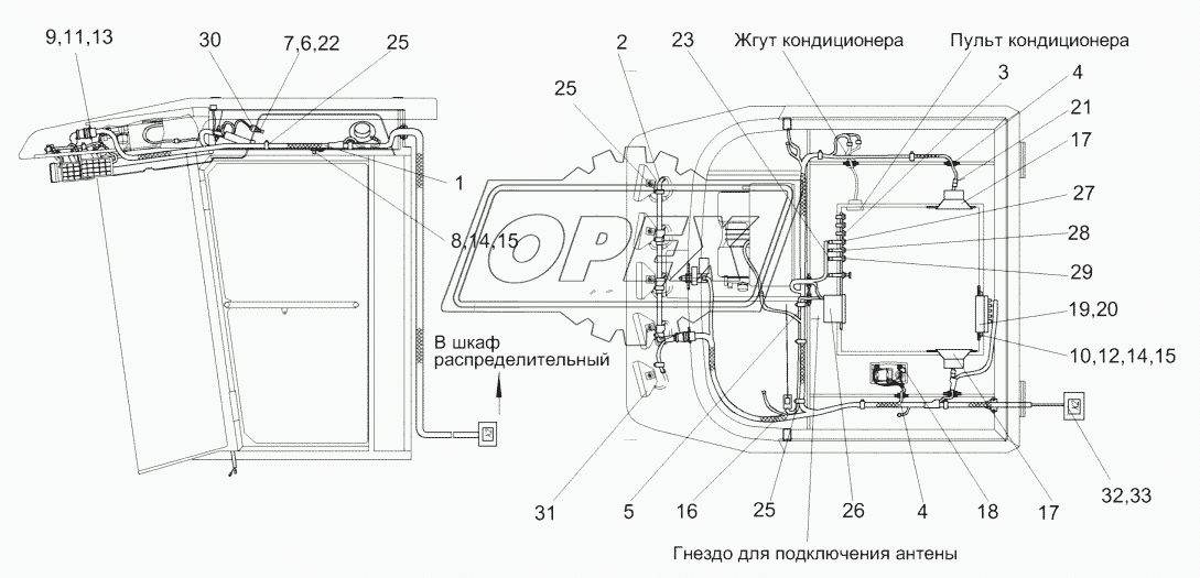 Электрооборудование кабины КЗК-10-0200000