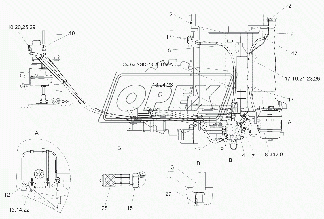 Гидросистема привода ходовой части КЗК-10-1-0601000Б (лист 2)
