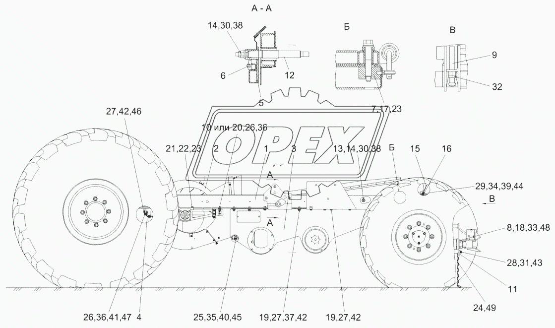 Шасси КЗК-10-0111010 (вид слева)