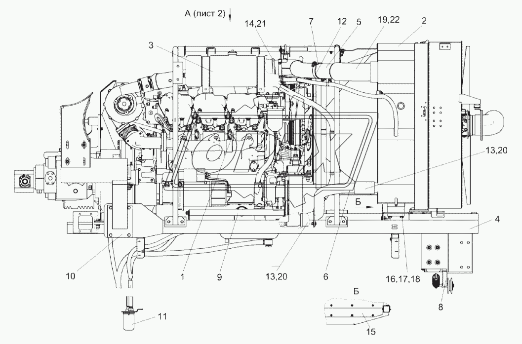 Установка двигателя КЗК-10-2-0106000 (лист 1)