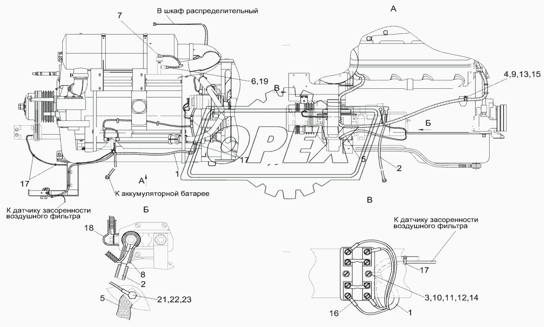 Электрооборудование двигателя КЗК-10-2-0106000
