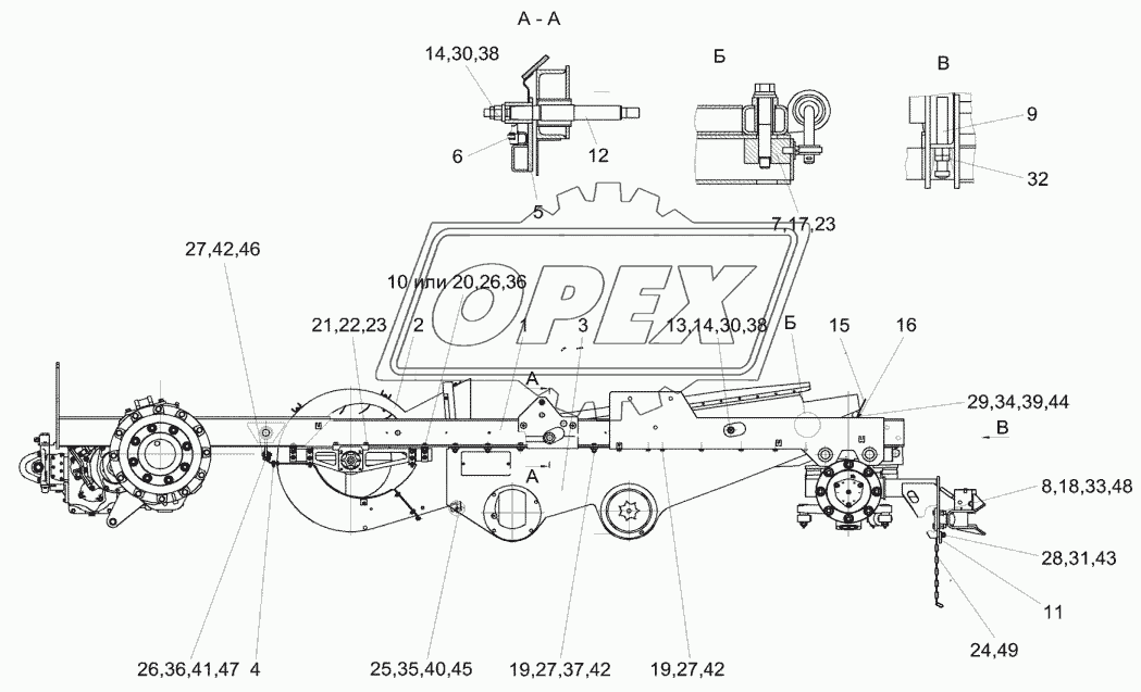 Шасси КЗК-10-0111010 (вид слева)