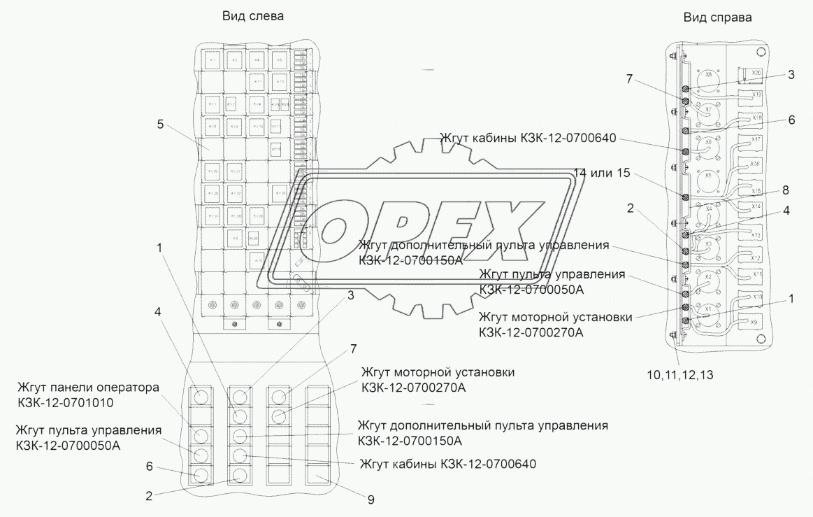 Электрооборудование шкафа электрического КЗК-12-0116000А