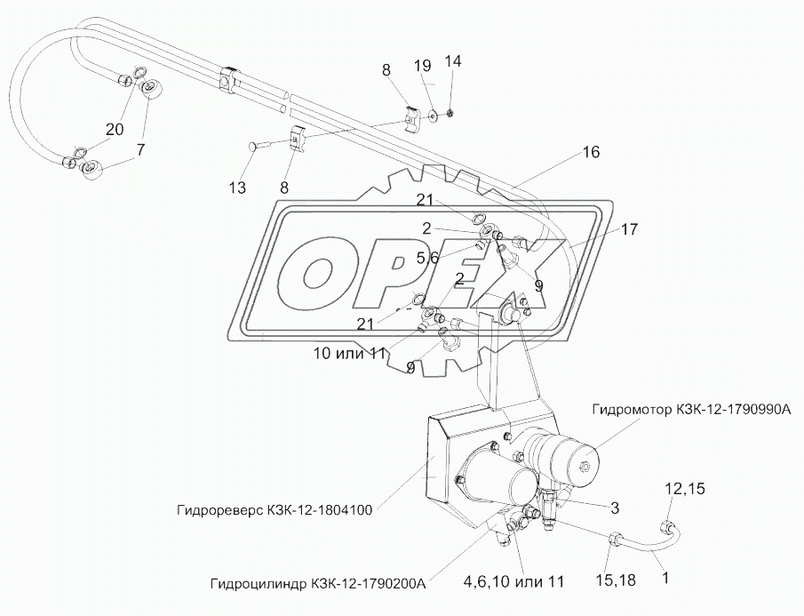 Система гидравлическая камеры наклонной КЗК-12-1790000А