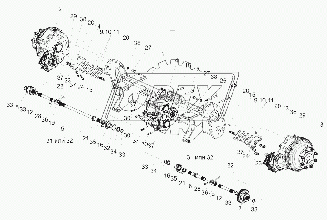 Мост ведущих колес КЗК-12-0107500