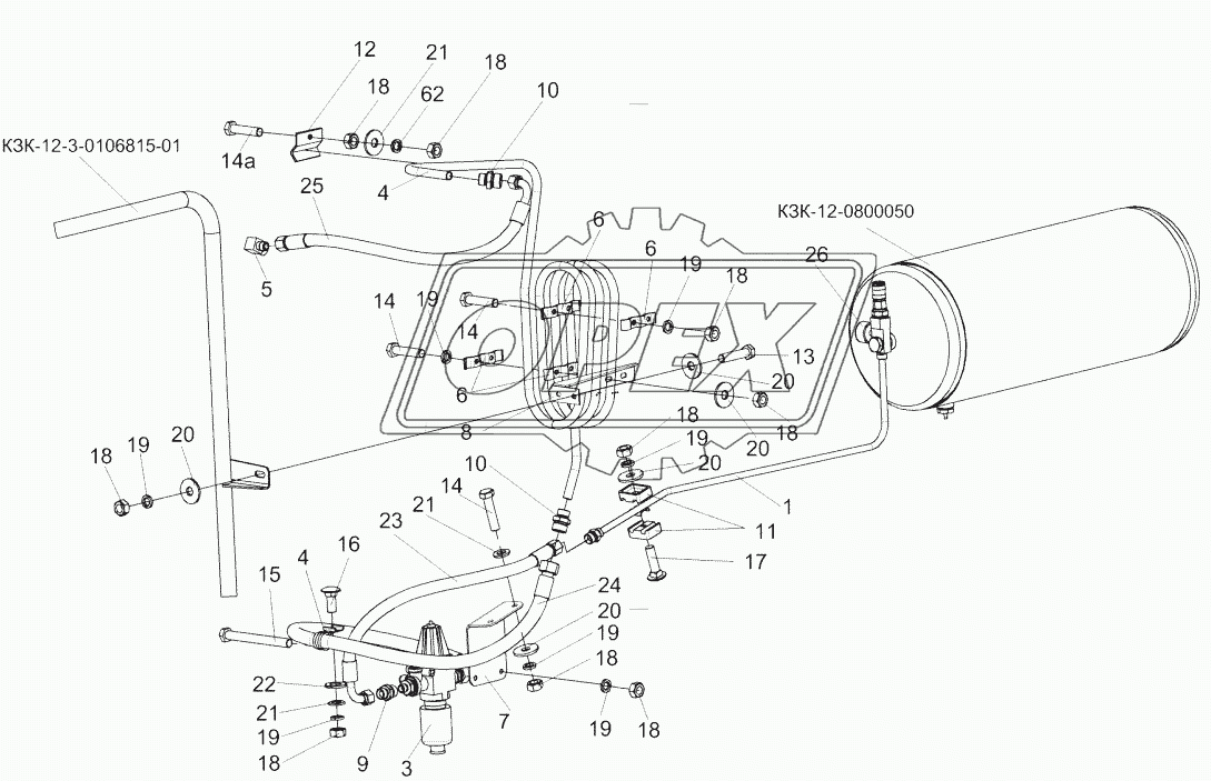 Пневмосистема КЗК-12-0800000А