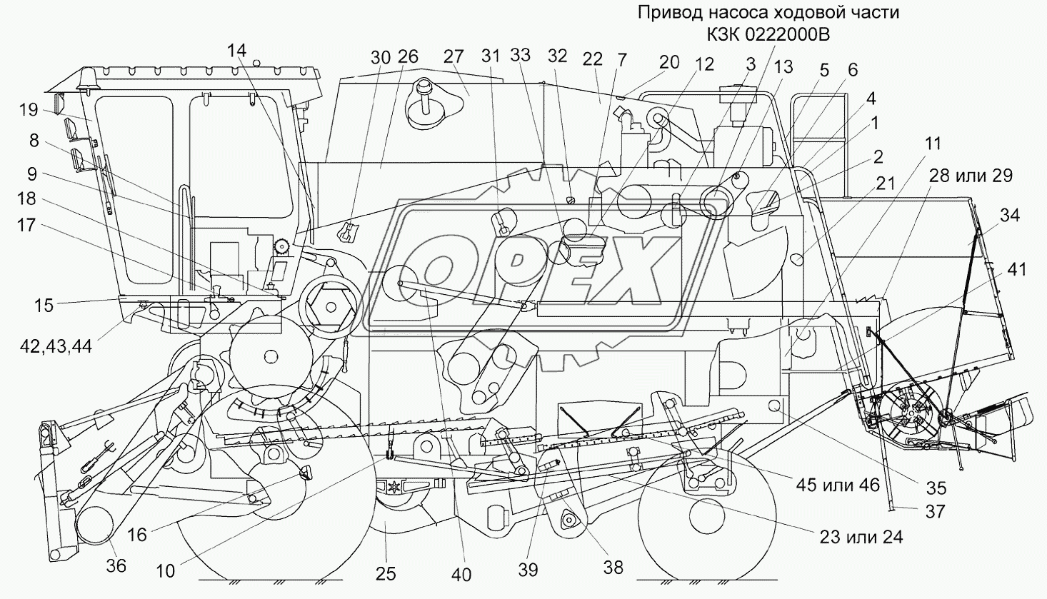 Молотилка самоходная КЗК 0100000Б-09 (вид слева)