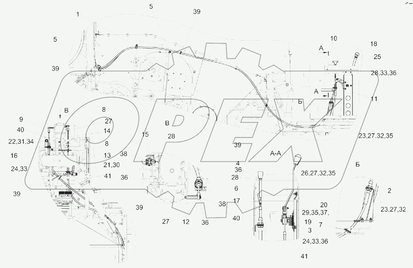  Установка тросов управления двигателем КЗК-8М-0119640