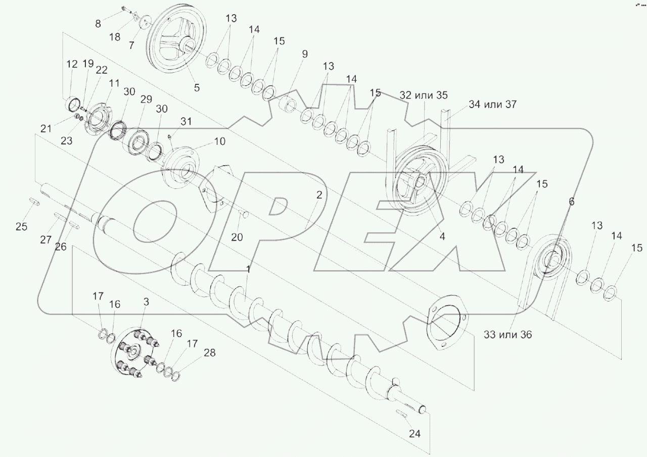  Установка шкивов на шнек распределительный КЗК 0202770В