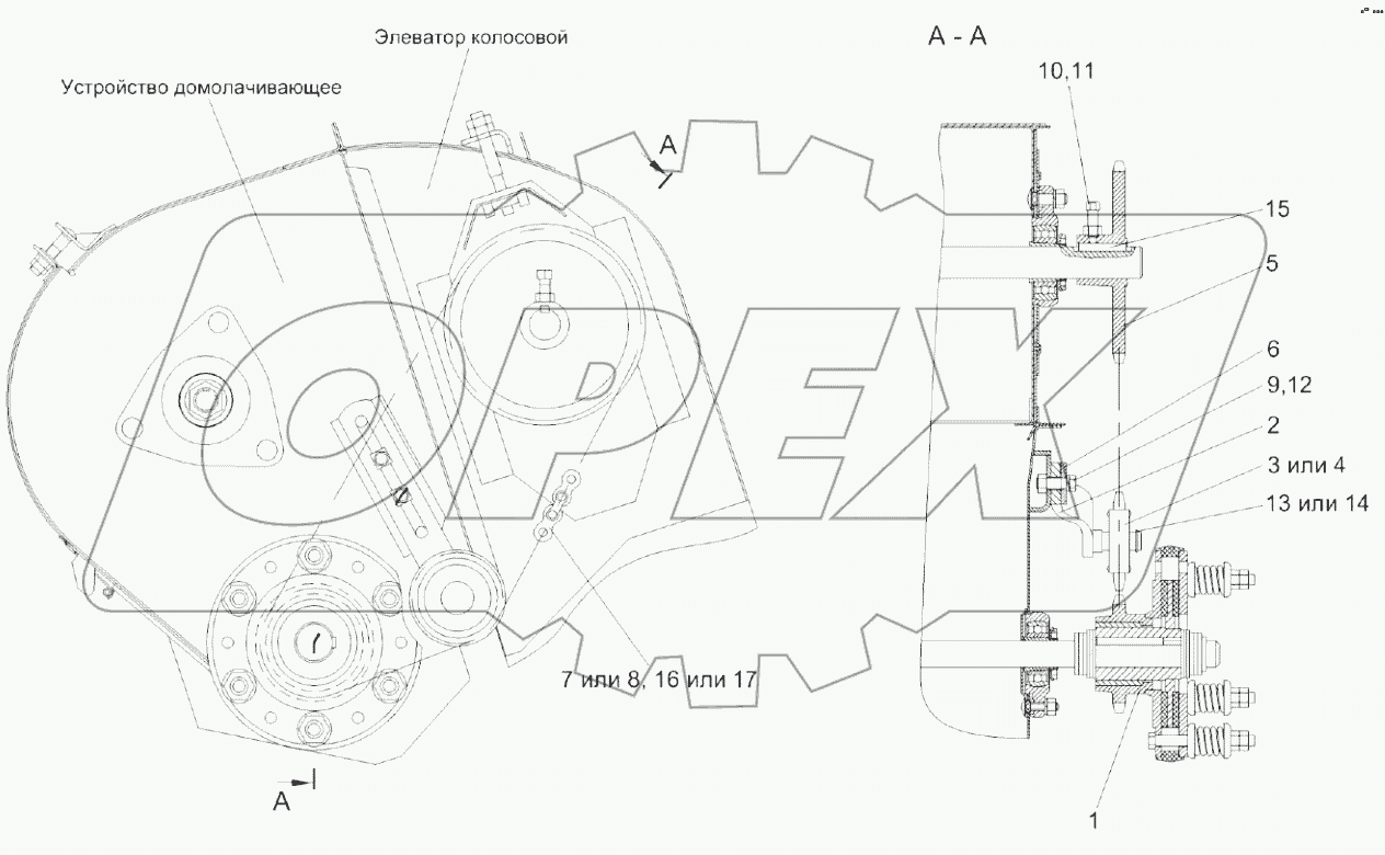  Установка цепного привода элеватора колосового