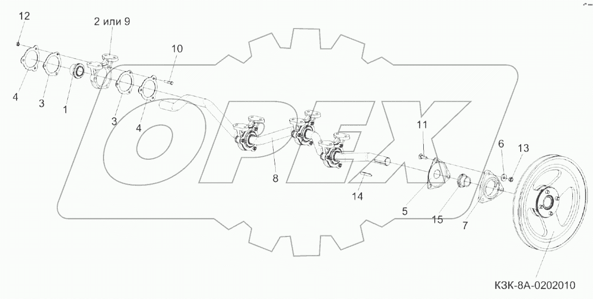  Вал коленчатый ведущий КЗК-8А-0212010
