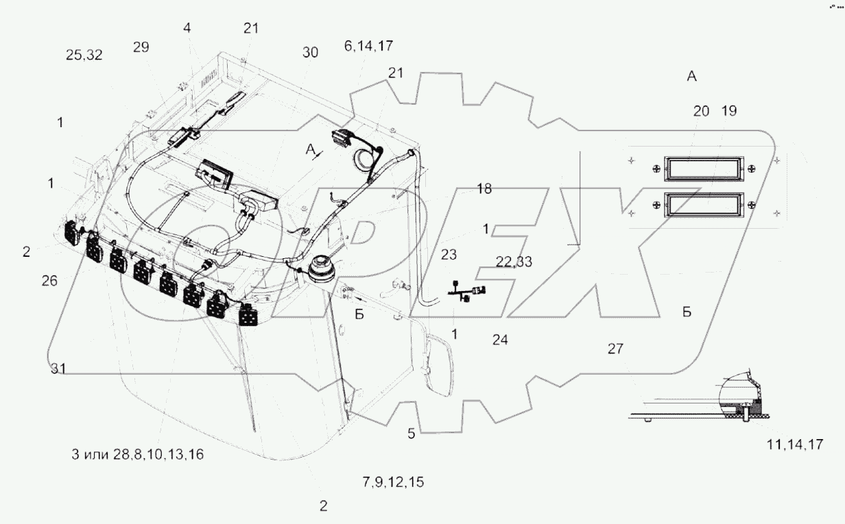  Установка электрооборудования кабины КЗК-8М-0722000
