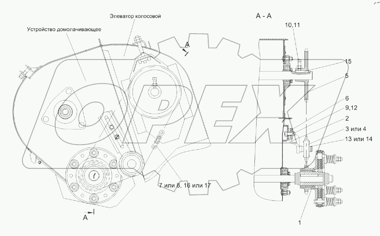  Установка цепного привода элеватора колосового