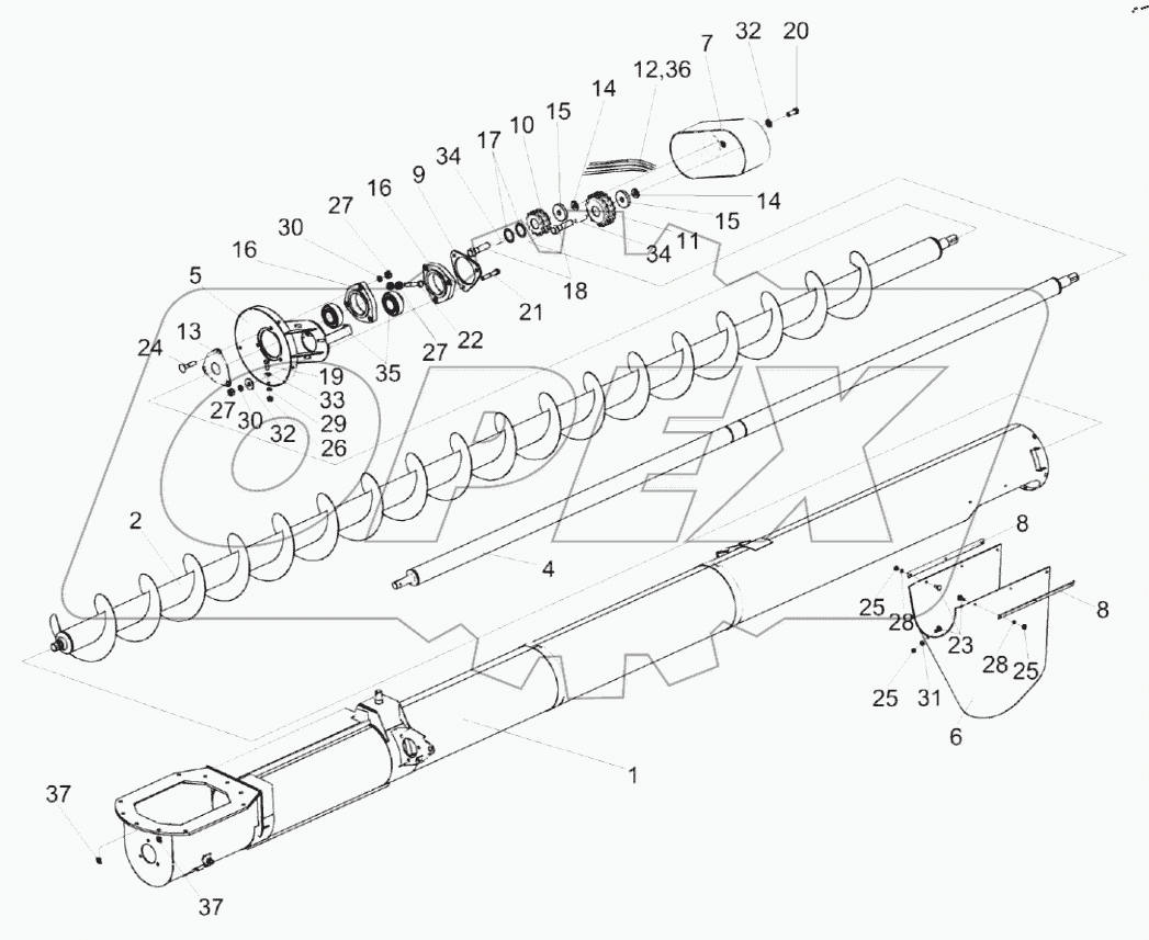  Шнек выгрузной КЗК-8-0206000-01