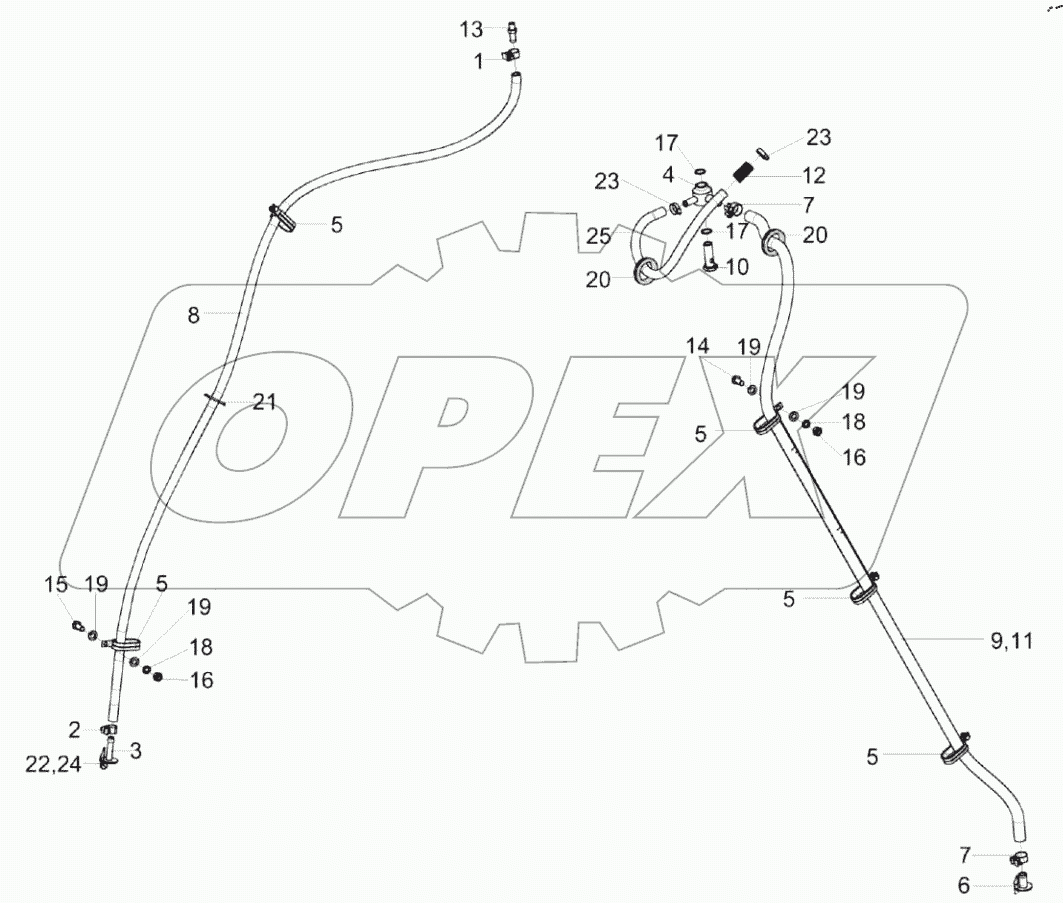  Установка сливного рукава КЗК-8-8-0106490