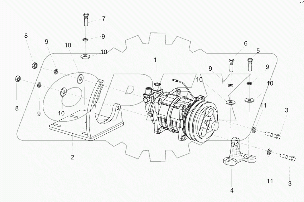  Установка компрессора КЗК-8-3-0113120