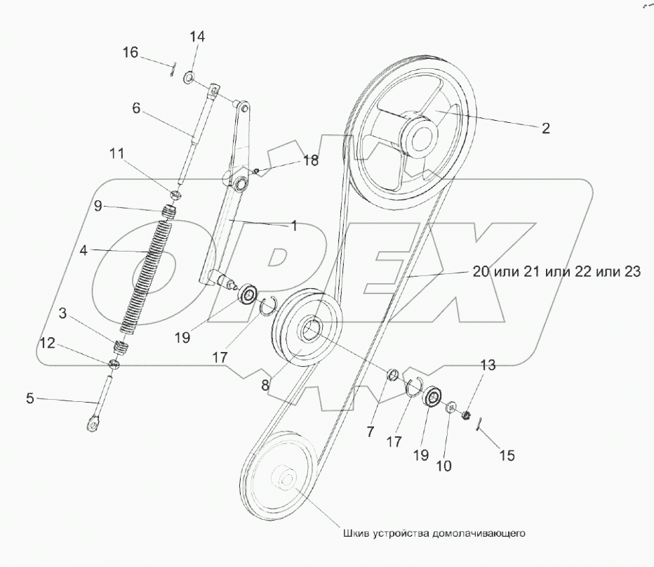  Установка привода устройства домолачивающего