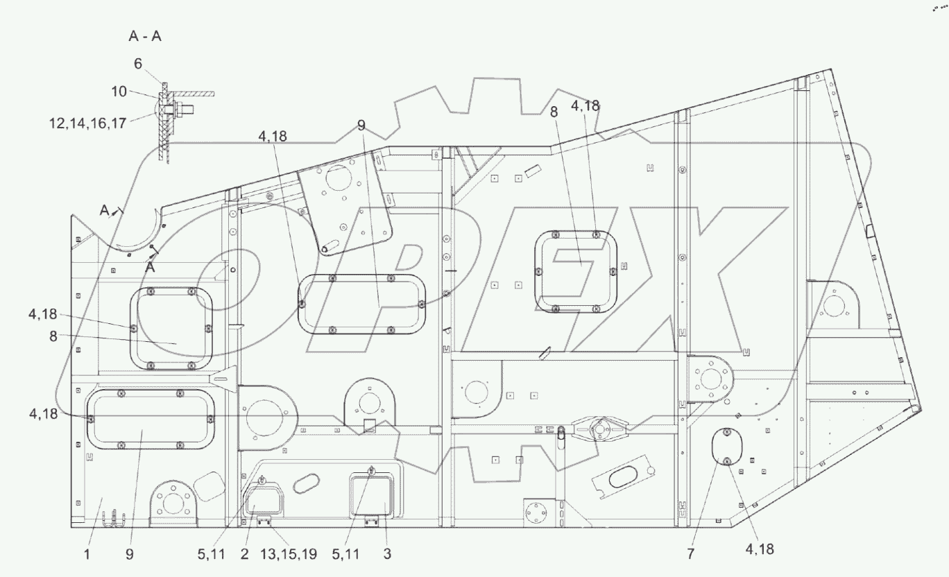  Боковина левая КЗК-8А-0202050