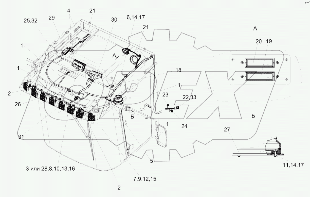  Установка электрооборудования кабины КЗК-8М-0722000