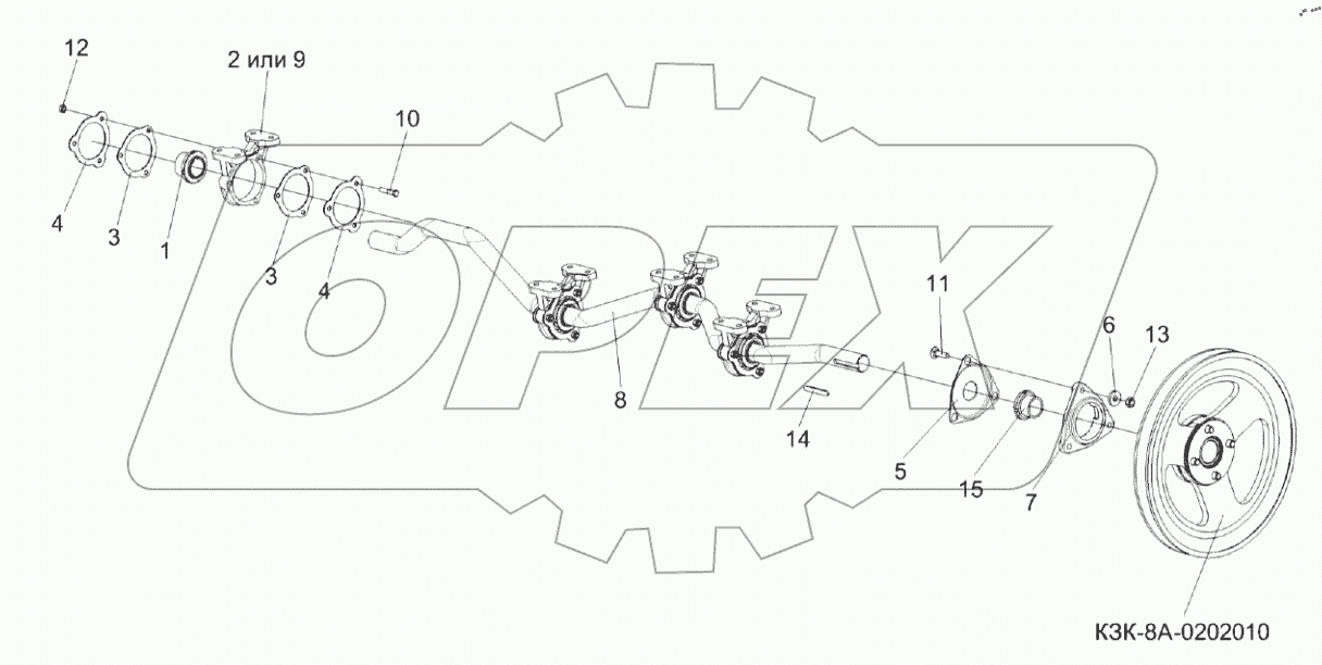  Вал коленчатый ведущий КЗК-8А-0212010