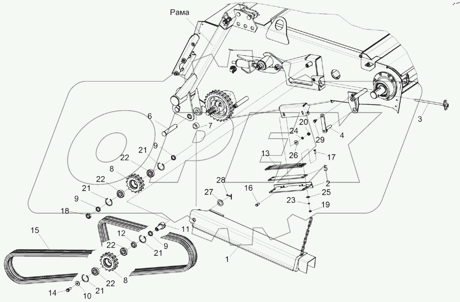  Камера наклонная. Привод транспортера