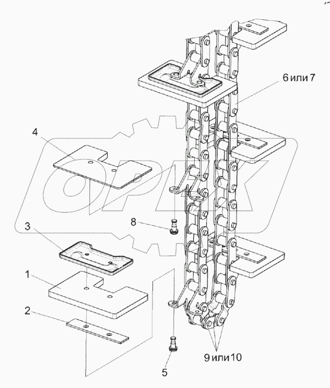  Цепь элеватора КЗР 0208080Г