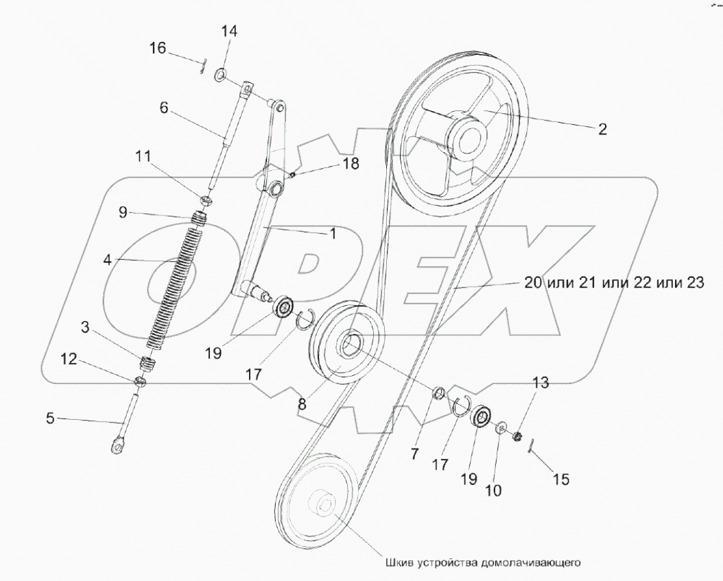  Установка привода устройства домолачивающего