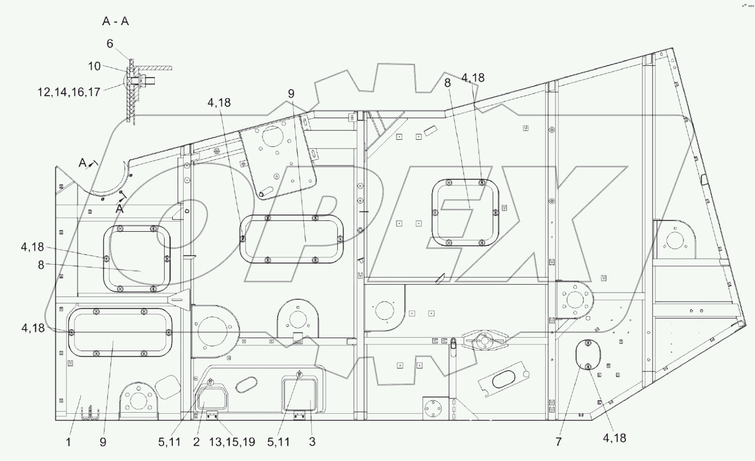  Боковина левая КЗК-8К-0202050
