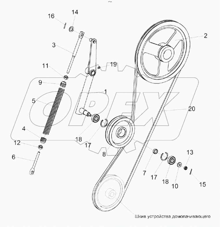  Установка привода устройства домолачивающего