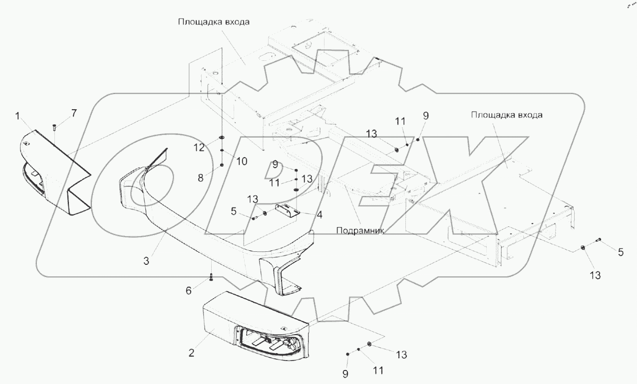  Установка бампера КЗК-12А-1-0132000