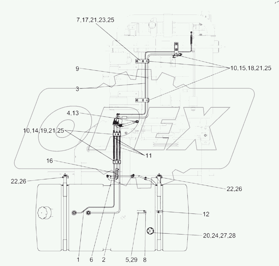  Установка бака топливного КЗК-12-0126600