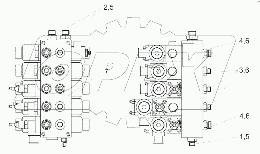  Гидроблок пятисекционный КЗК-12А-1-0602350