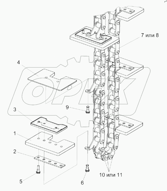  Цепь элеватора КЗР 0208080В