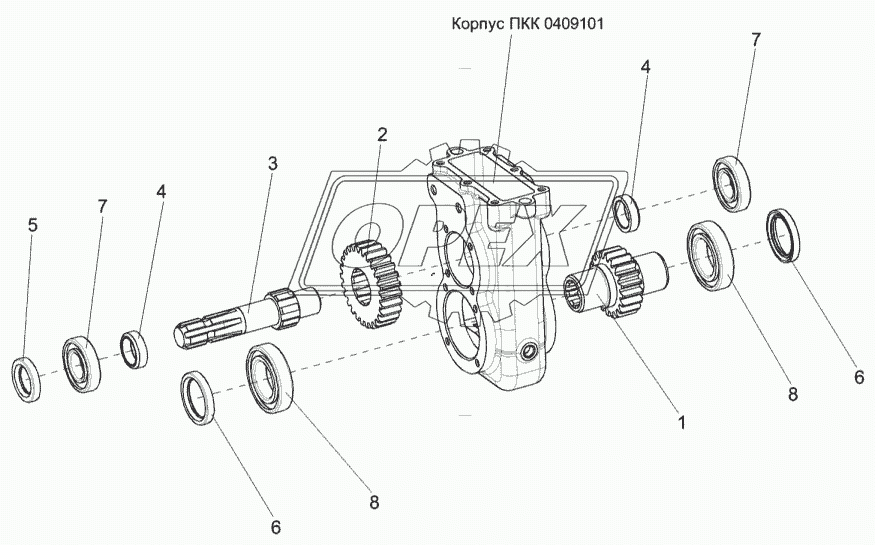 Редуктор ПКК 0409000 (валы и шестерни)