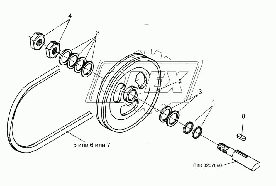 Установка шкива ПКК 0207108 привода делителя