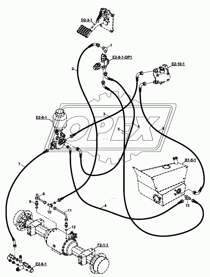 CIRCUIT, HYDRAULIC BRAKE, WITH SINGLE BRAKE PEDAL