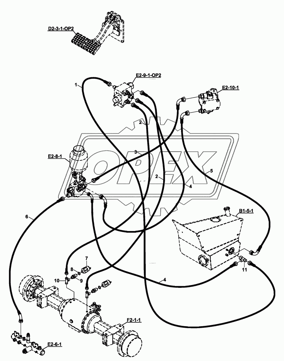 CIRCUIT, HYDRAULIC BRAKE, WITH DOUBLE BRAKE PEDAL