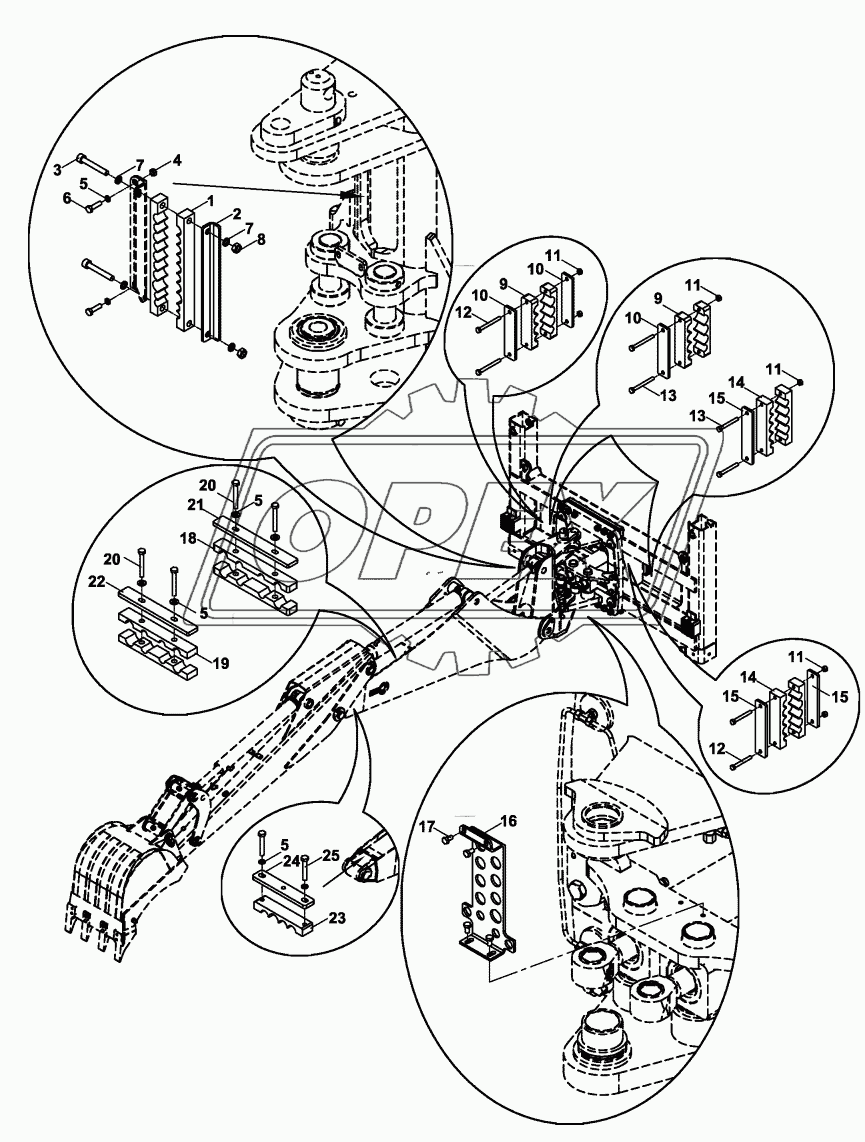 HOSE HOLDER SET, HYDRAULIC, NB, BACKHOE