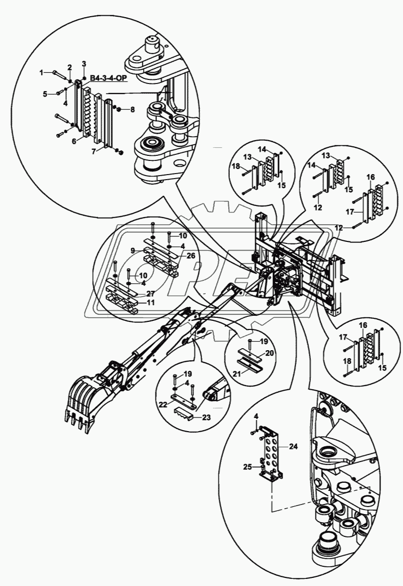 HOSE HOLDER SET, HYDRAULIC, TB, BACKHOE