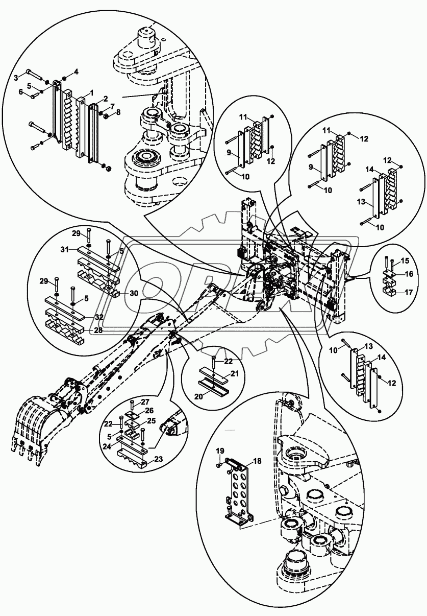 HOSE HOLDER SET, HYDRAULIC, TB+KT, BACKHOE