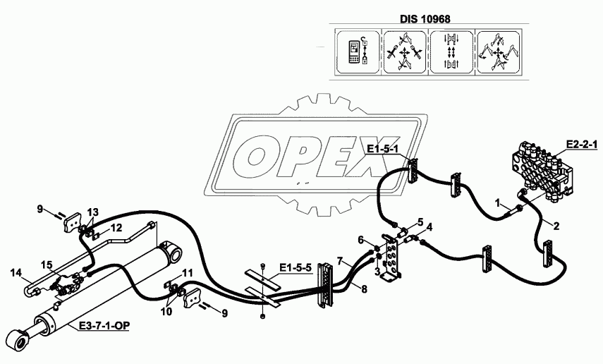 HYDR., RAM, DIPPER, (DIS 10968, WITH PROTECTION VALVE), BACKHOE