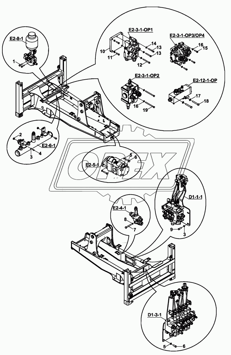 CHASSIS AND HYDRAULIC COMPONENTS MOUNTINGS